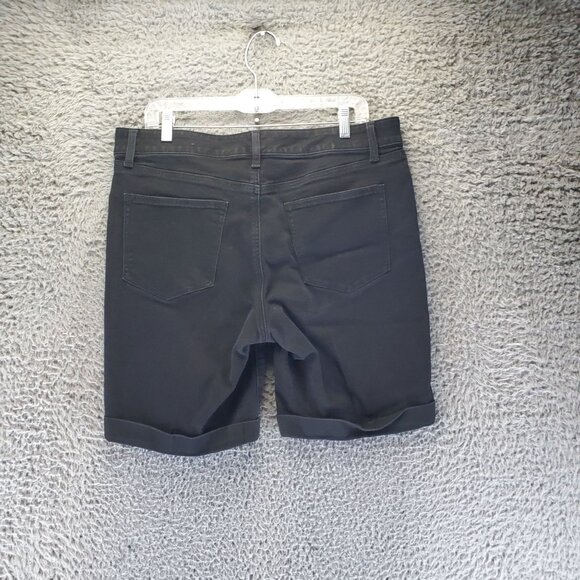 Talbots Shorts Women Size 12 Black Girlfriend Stretch Denim Cuffed - Picture 11 of 12